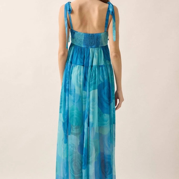 Promesa Coming Up Roses Floral Chiffon Tiered Maxi Dress - Size M - Picture 2 of 7
